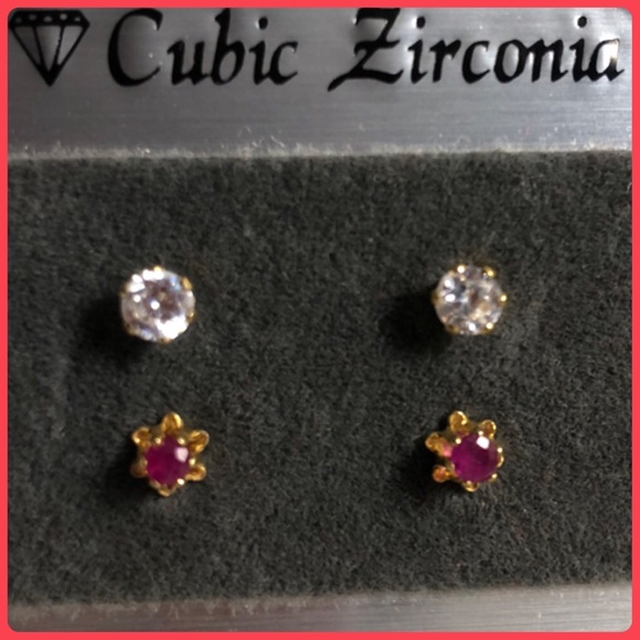 Cubic Zirconia Stud Earrings Set - Picture 5 of 5